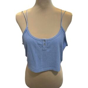 NWT  Madewell Women’s Light Blue Ribbed Crop Top with Double Straps Stretch XXL.